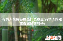 有情人终难成眷属经典句子 有情人终成眷属是什么意思