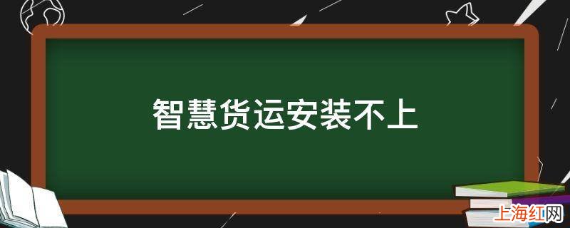 智慧货运安装不上