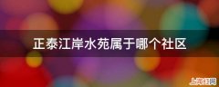 正泰江岸水苑属于哪个社区