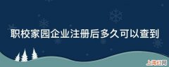 职校家园企业注册后多久可以查到