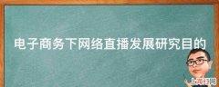 电子商务下网络直播发展研究目的