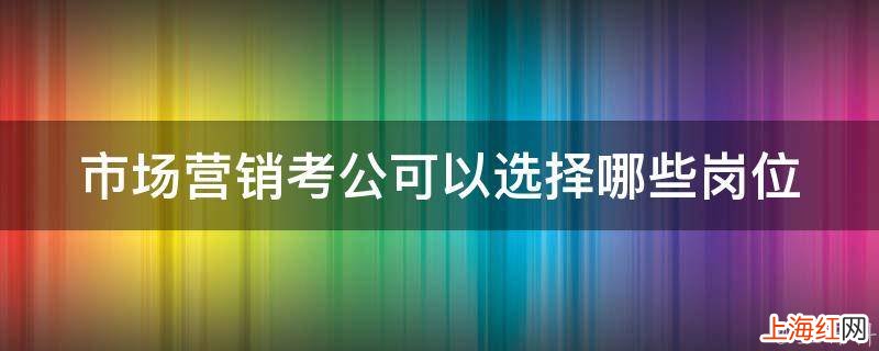 市场营销考公可以选择哪些岗位