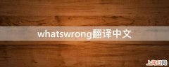 whatswrong翻译中文