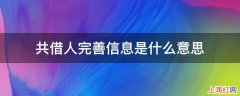 共借人完善信息是什么意思