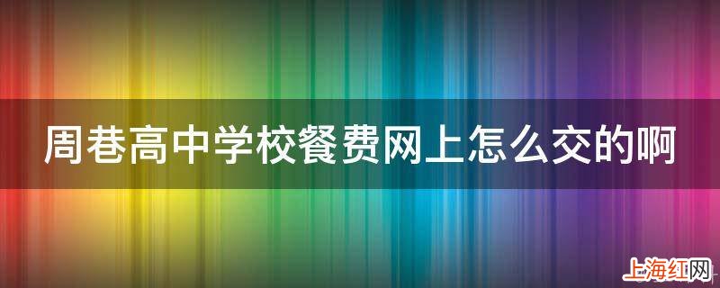 周巷高中学校餐费网上怎么交的啊