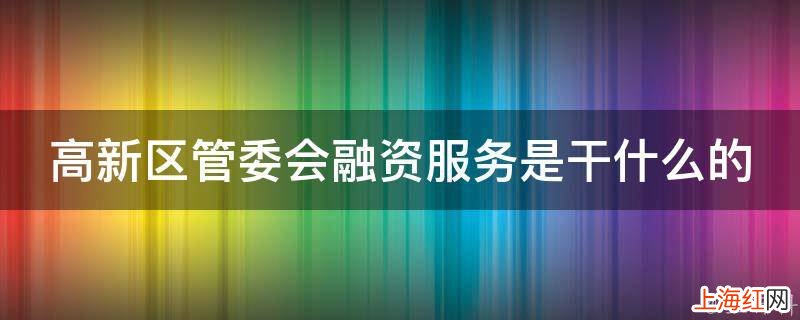 高新区管委会融资服务是干什么的