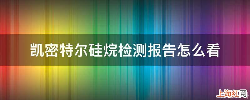 凯密特尔硅烷检测报告怎么看