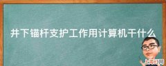 井下锚杆支护工作用计算机干什么