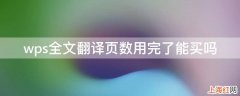 wps全文翻译页数用完了能买吗