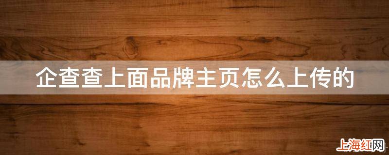 企查查上面品牌主页怎么上传的