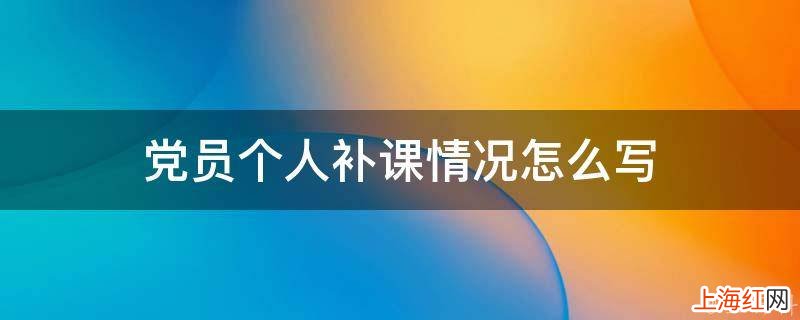 党员个人补课情况怎么写