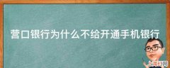 营口银行为什么不给开通手机银行