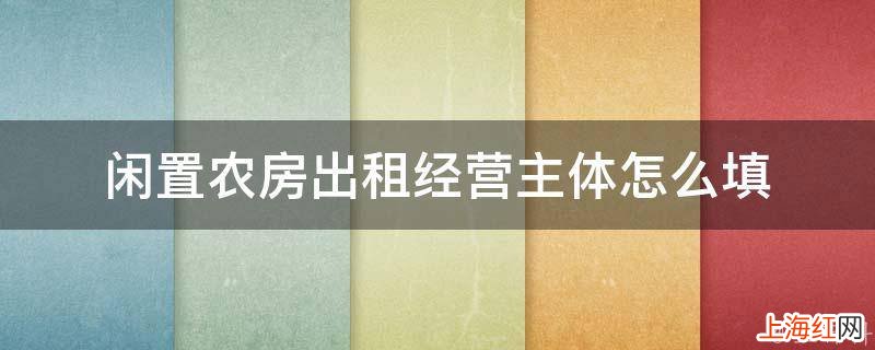 闲置农房出租经营主体怎么填
