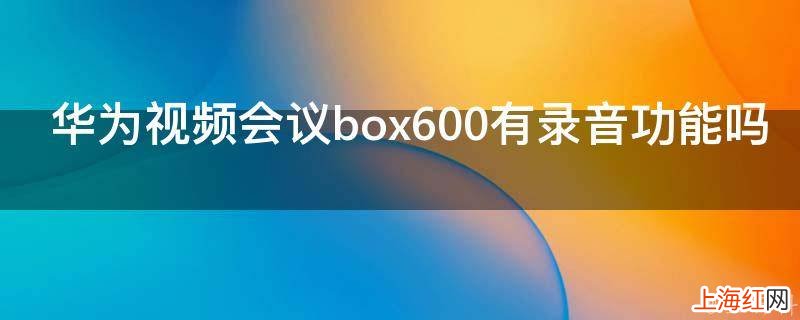 华为视频会议box600有录音功能吗