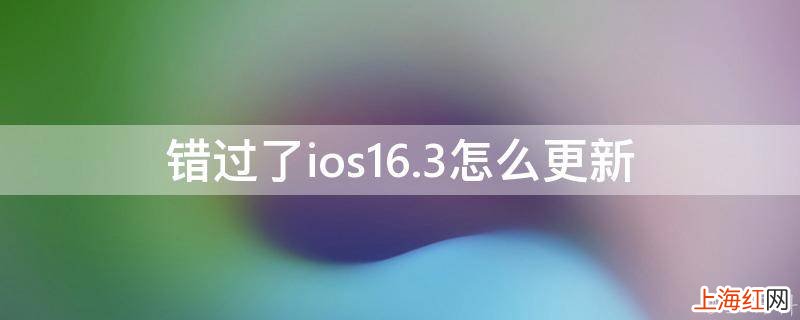 错过了ios16.3怎么更新