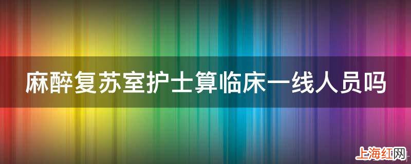 麻醉复苏室护士算临床一线人员吗