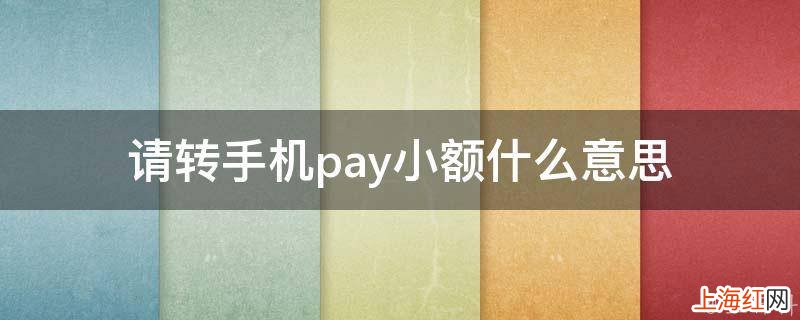 请转手机pay小额什么意思