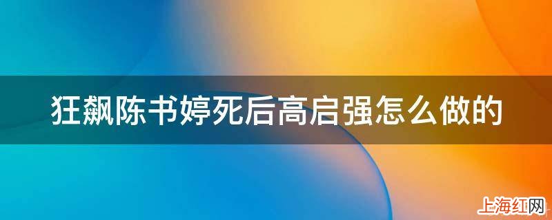 狂飙陈书婷死后高启强怎么做的