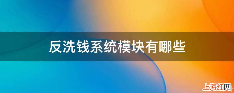反洗钱系统模块有哪些