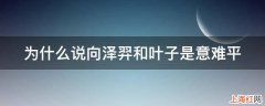 为什么说向泽羿和叶子是意难平