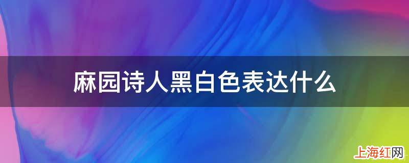 麻园诗人黑白色表达什么