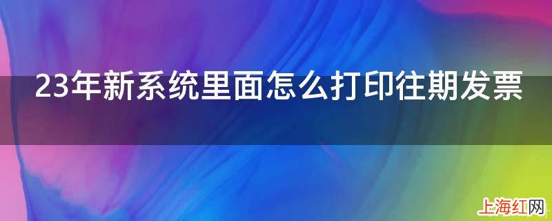 23年新系统里面怎么打印往期发票