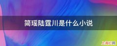 简瑶陆霆川是什么小说