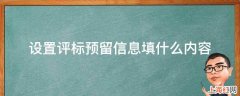 设置评标预留信息填什么内容