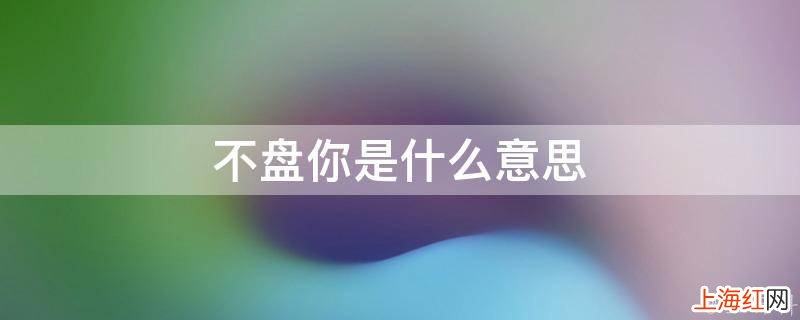 不盘你是什么意思