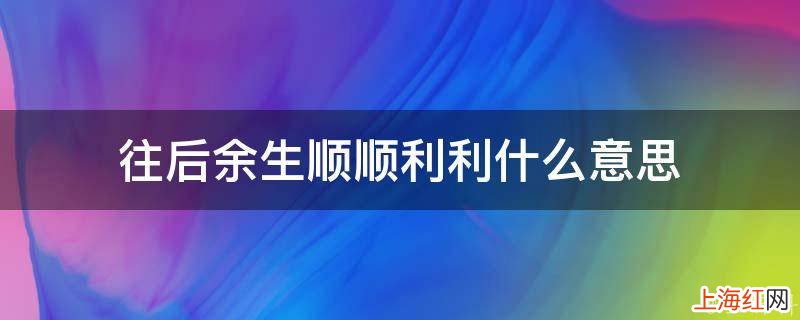 往后余生顺顺利利什么意思