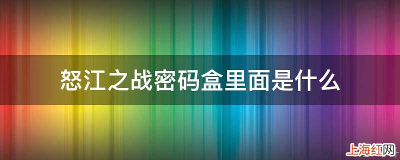 怒江之战密码盒里面是什么