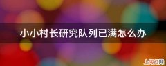 小小村长研究队列已满怎么办