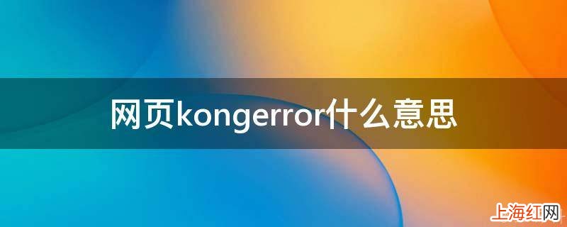 网页kongerror什么意思