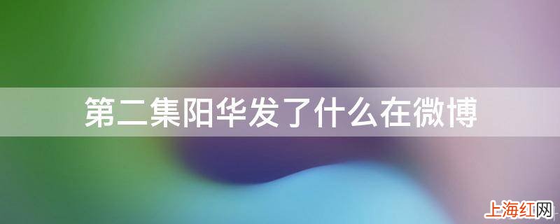 第二集阳华发了什么在微博